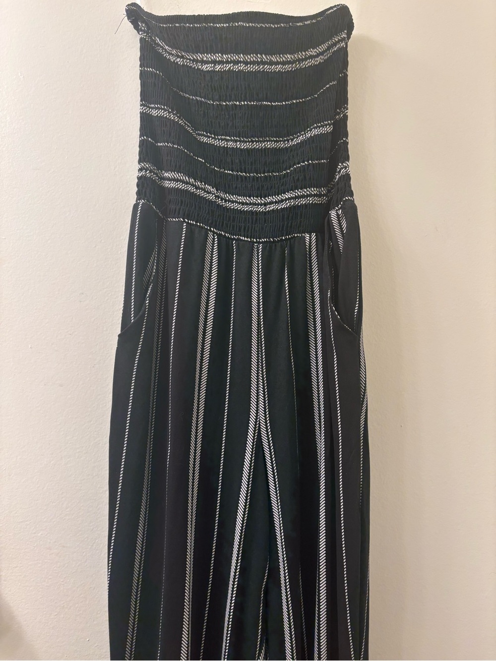 Fashion Nova- Black Strapless Jumpsuit with White